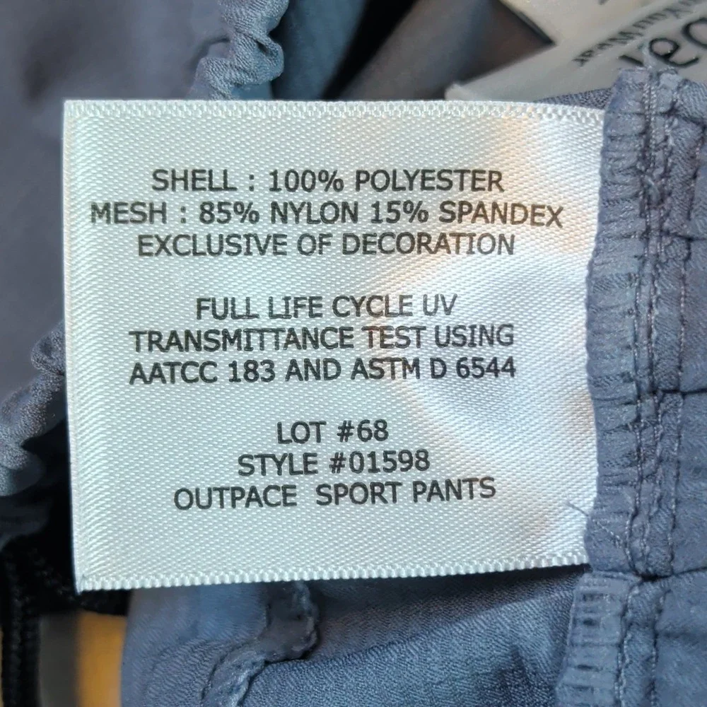 Coolibar Outpace Sport Pants Mens Small Gray UPF 50+ Sun Protection 01598 Active